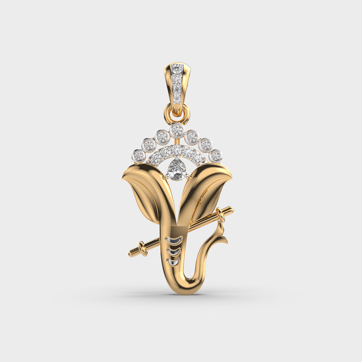 Shree Ganesha Flute Diamond Pendant