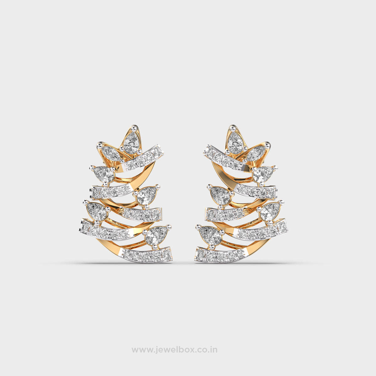 Layered Leaf Diamond Earrings