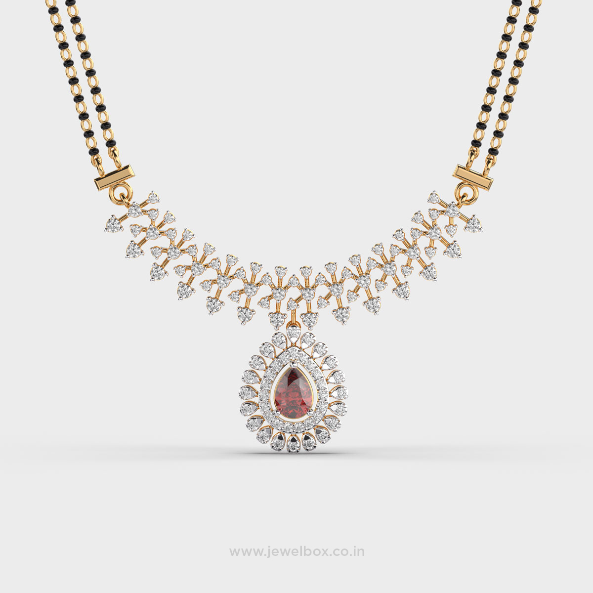 Gleaming Red Stone Diamond Mangalsutra