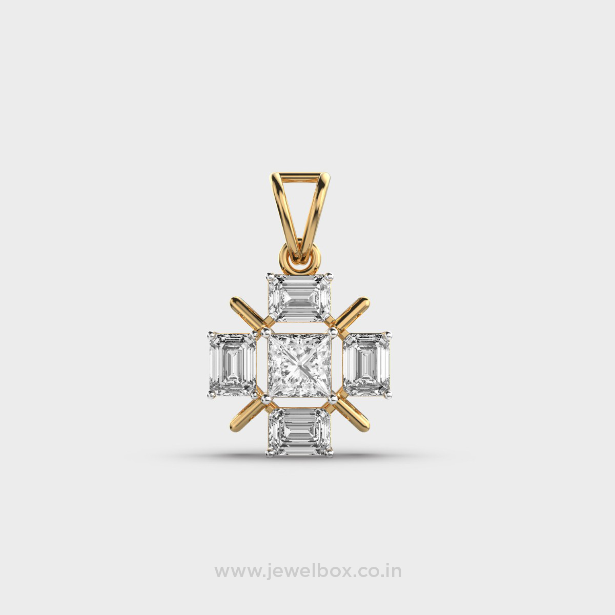 Princess Cut Four Baguette Diamond Pendant