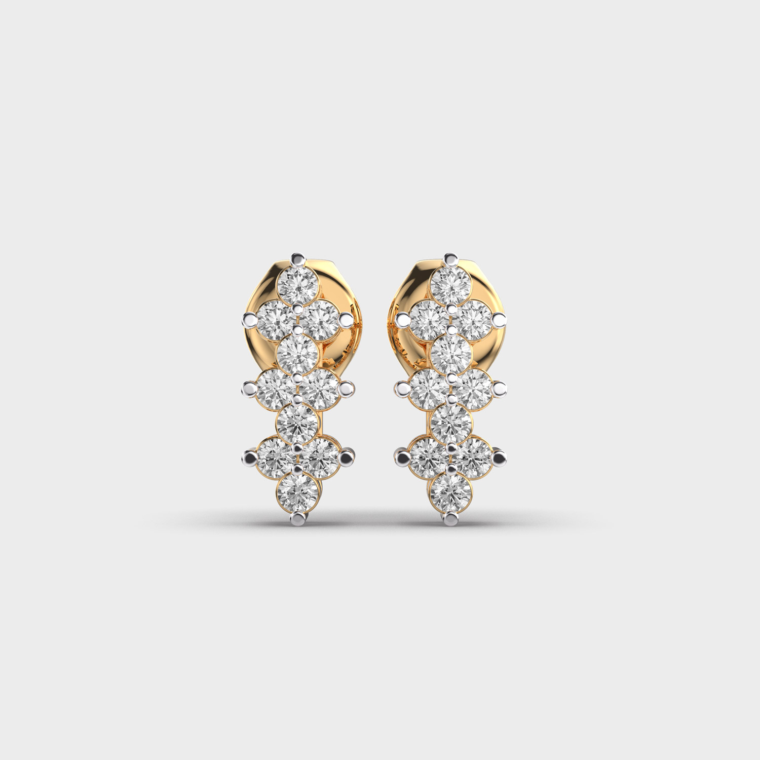 Tripple Diamond Stud Earrings