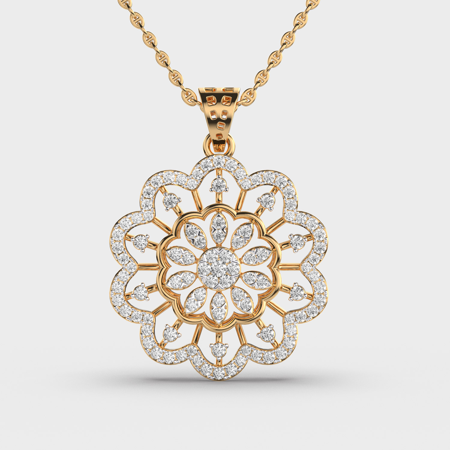 Flower Halo Diamond Pendant
