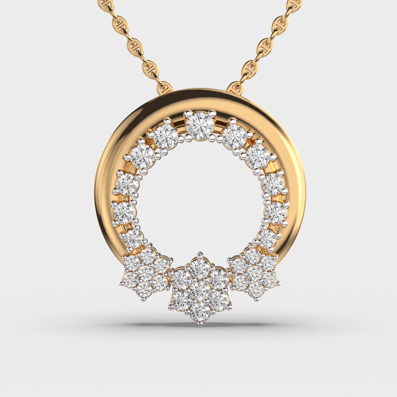 Circular Floral Diamond Pendant