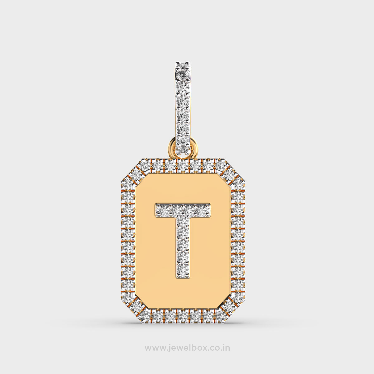 Alphabet T Diamond Pendant for Men