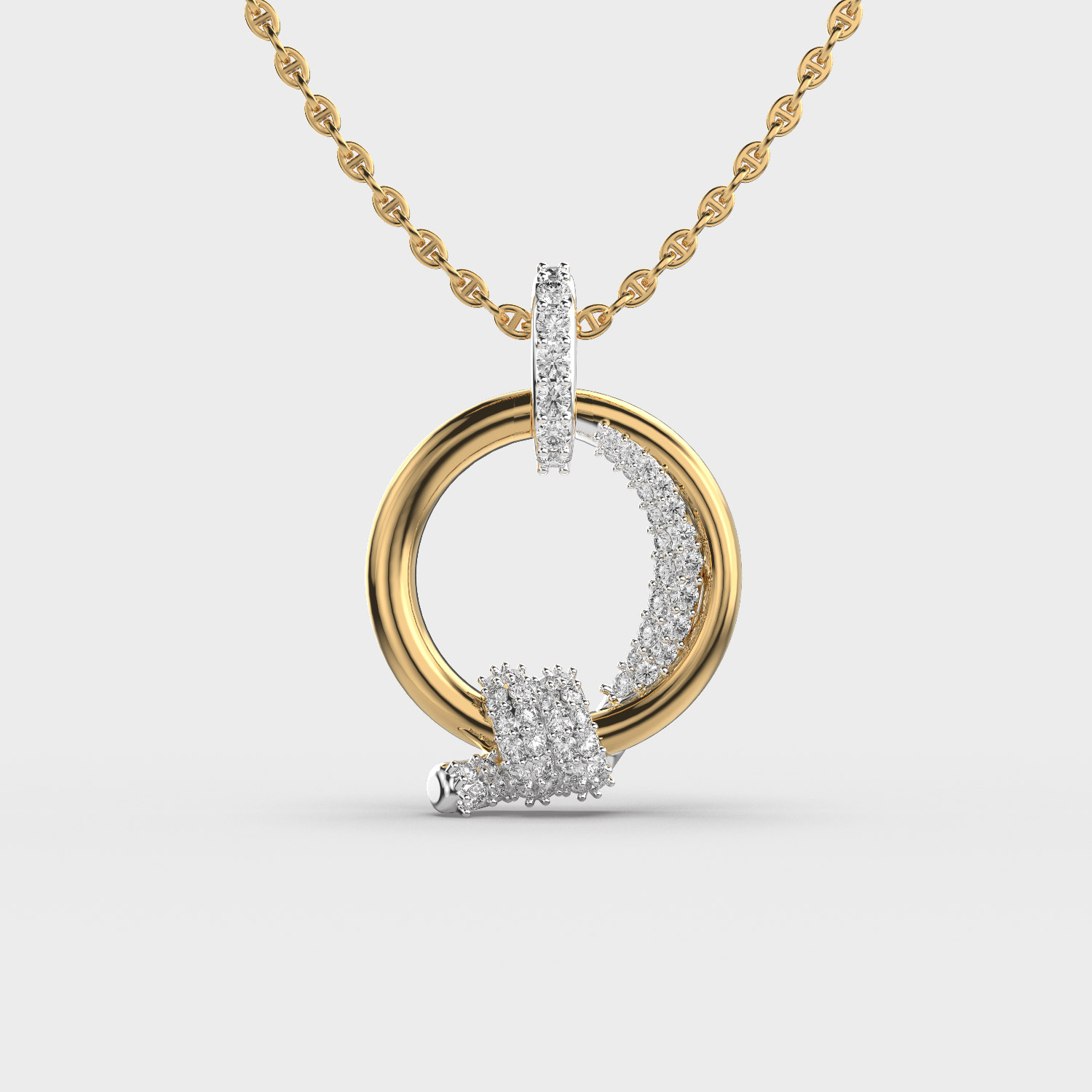 Round Corner Diamond Encrusted Pendant