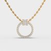 Three Lines Round Pendant with Diamonds