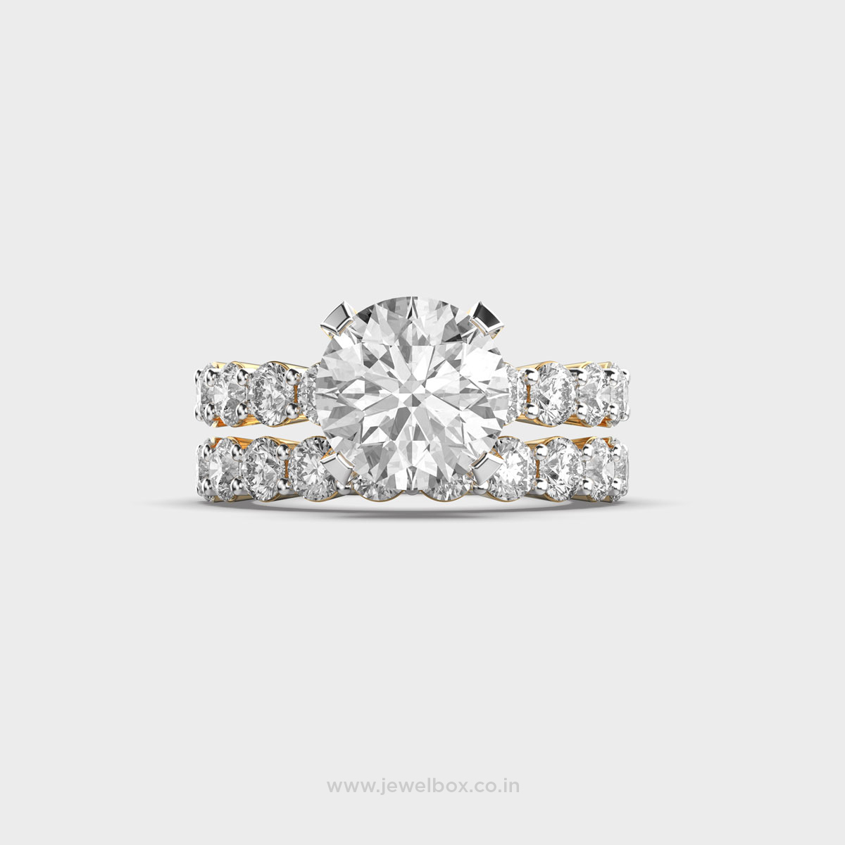 Brilliant Cut Solitaire Diamond Dual Band Ring