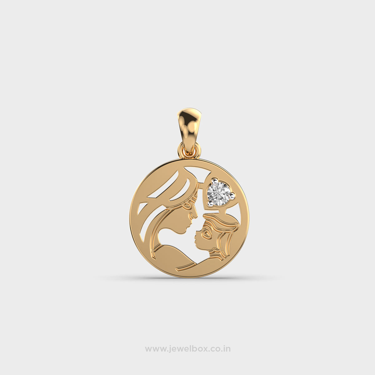 Mother and Child Diamond Pendant without Chain