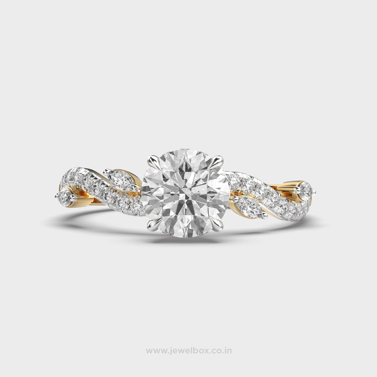 Twisted Band Round Solitaire Ring