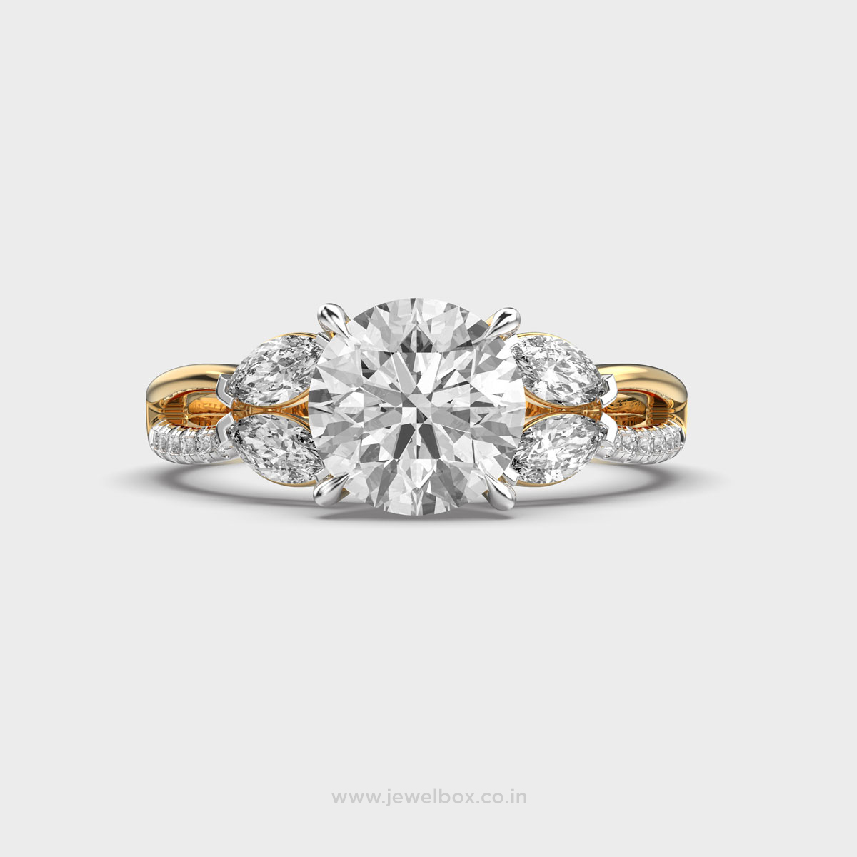 Centre Solitaire Marquise Encrusted Ring