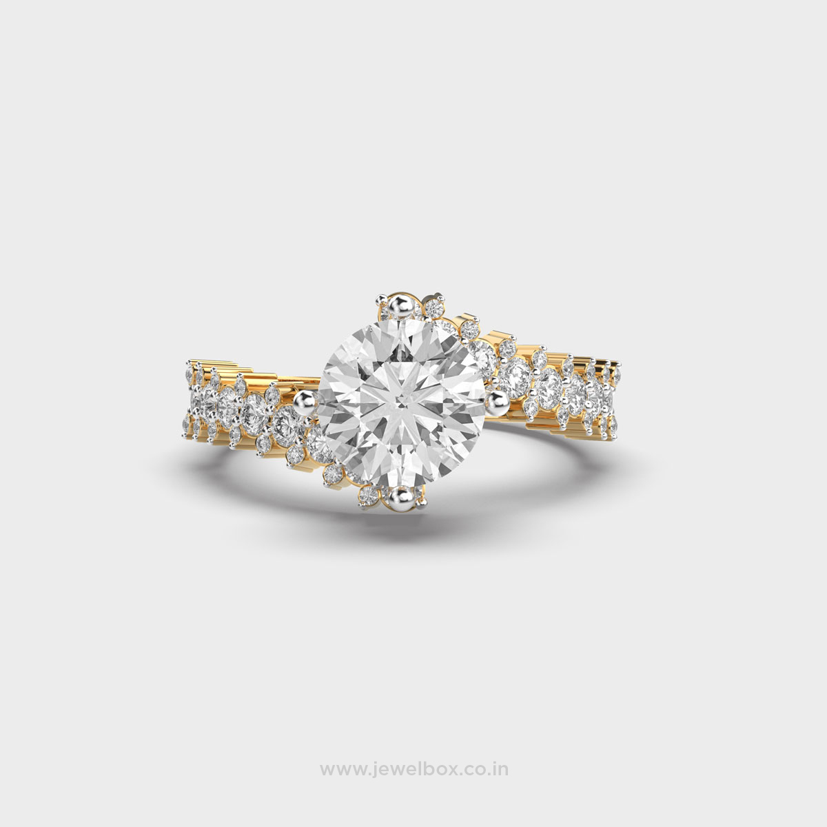 Criss Cross Round Diamond Solitaire Ring
