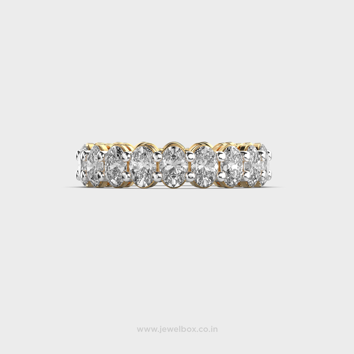 Oval Diamond Encrusted Stacking Band Ring