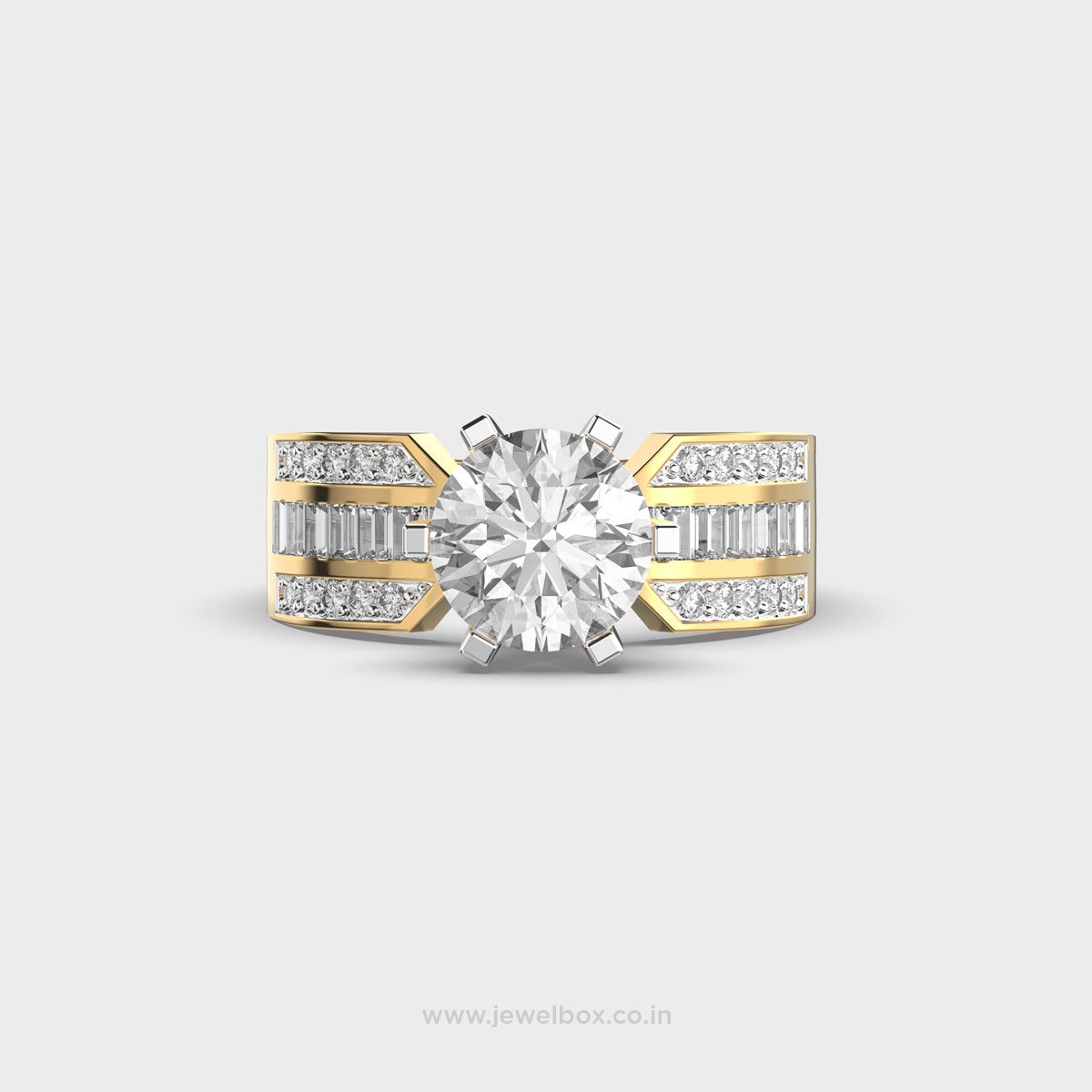 Glowing Triple Diamond Line Solitaire Ring