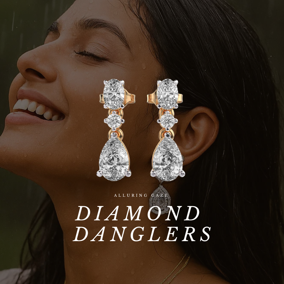 Alluring Gaze Diamond Danglers: Wandering Light in Gentle Drizzle 