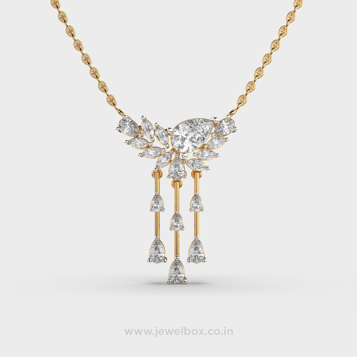 Trio Pear Diamond Drop Necklace