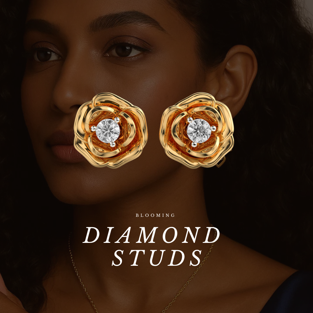 Blooming diamond studs