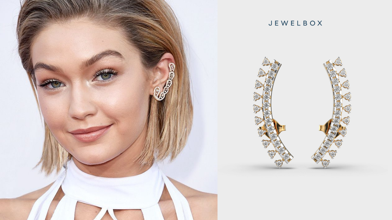 Elevate Your Look with Elegant Ear Piercing Jewellery from Jewelbox 6 Vine Diamond-Encrusted Ear Cuffs for Piercings