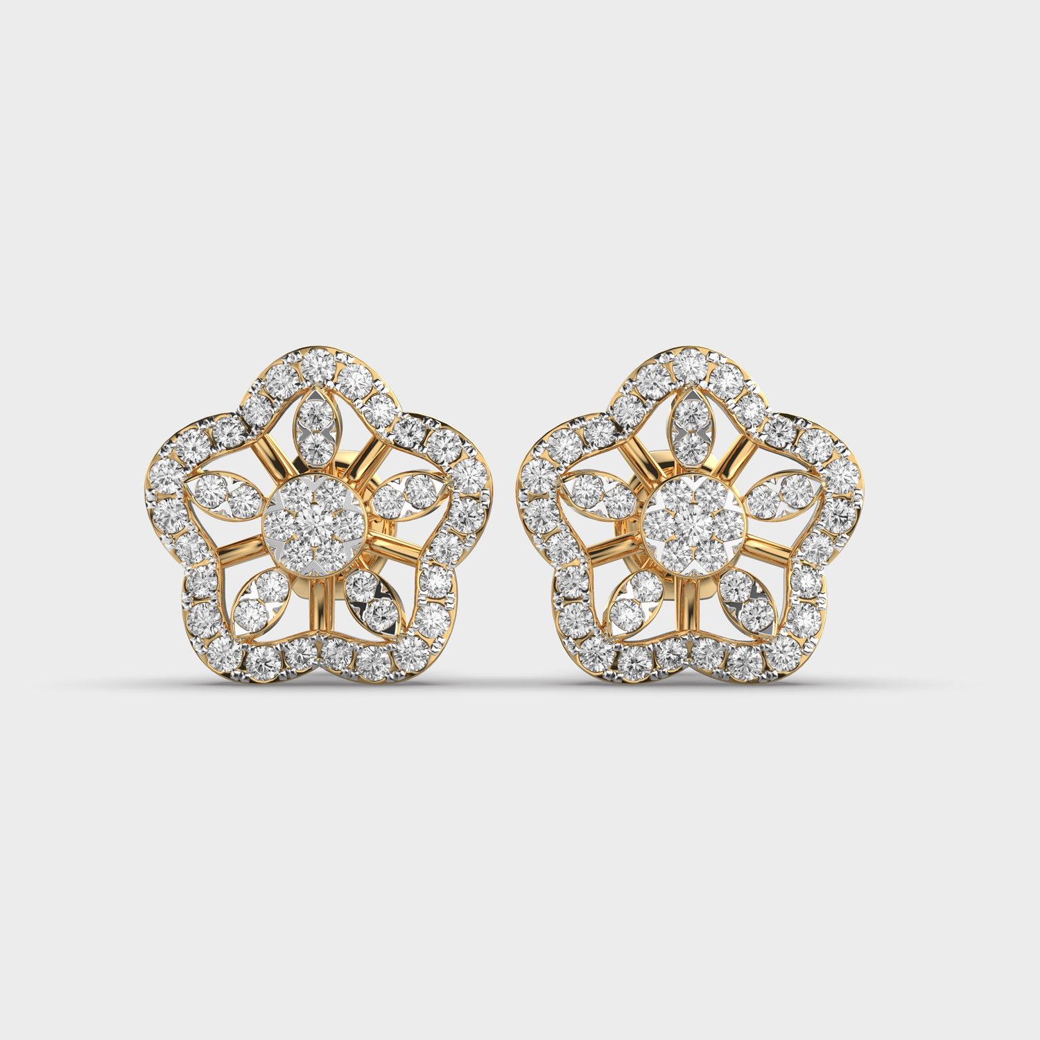 Floral Diamond Stud Earrings