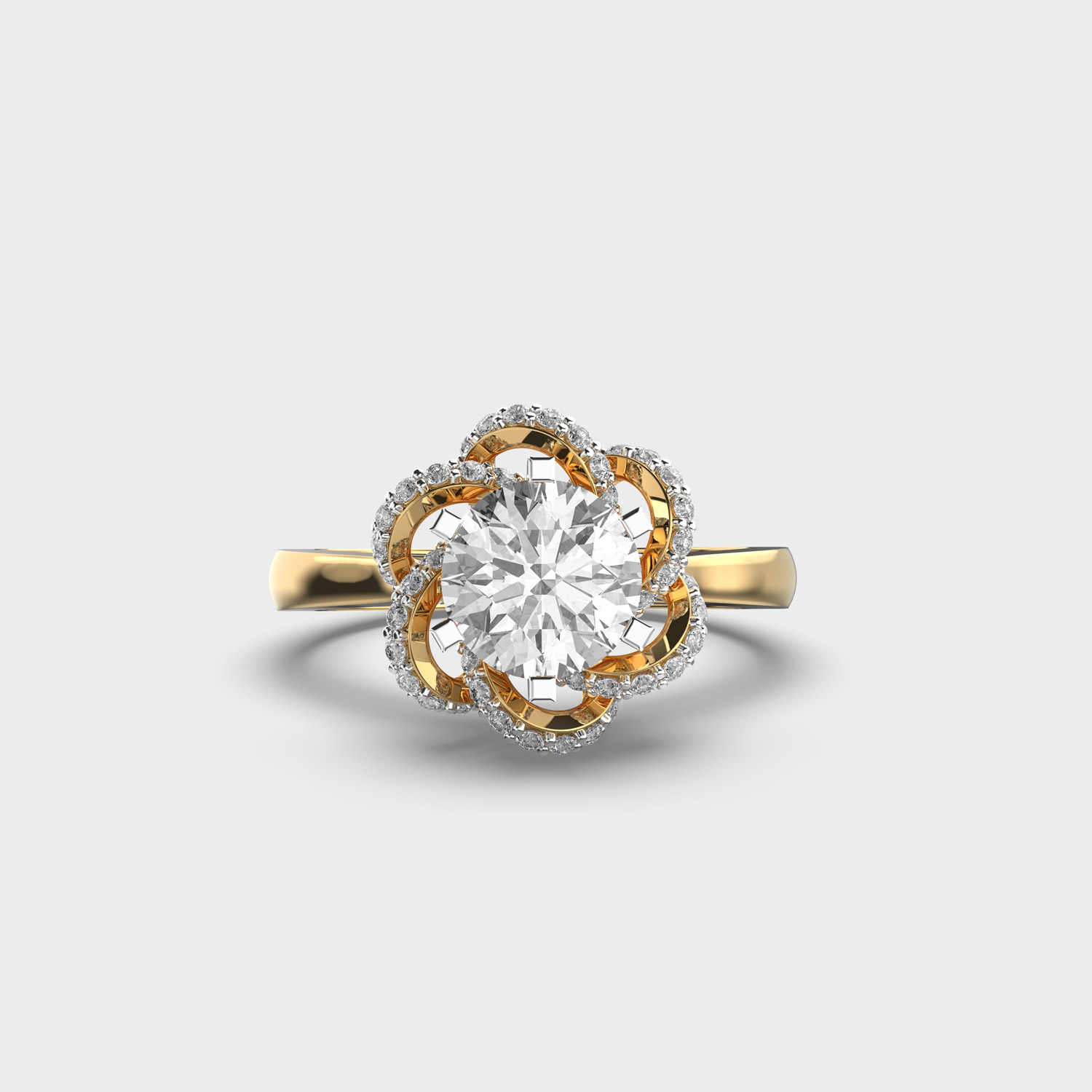 Flawless Flower Solitaire Diamond Ring